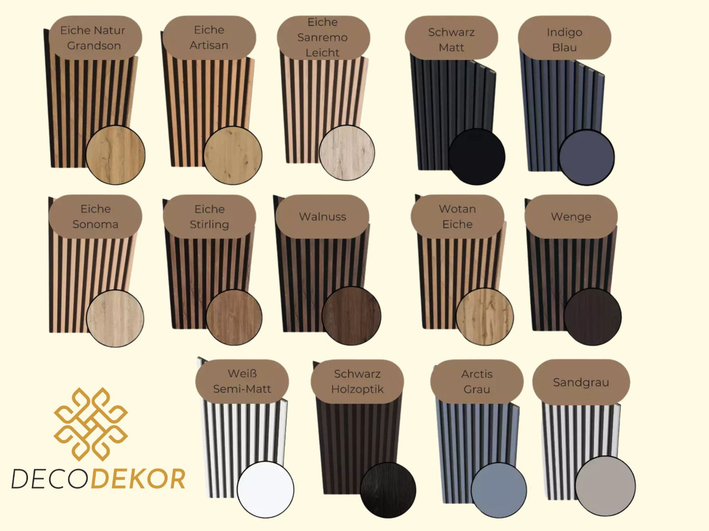 Gold MDF Wandpaneel 260x60 cm– 10 mm Stärke, Alle Seiten foliert, 9 mm dicker Filz